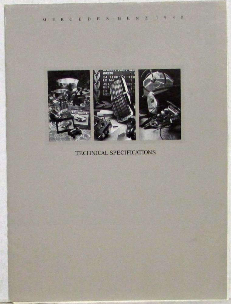 1988 Mercedes-Benz Technical Specifications Folder