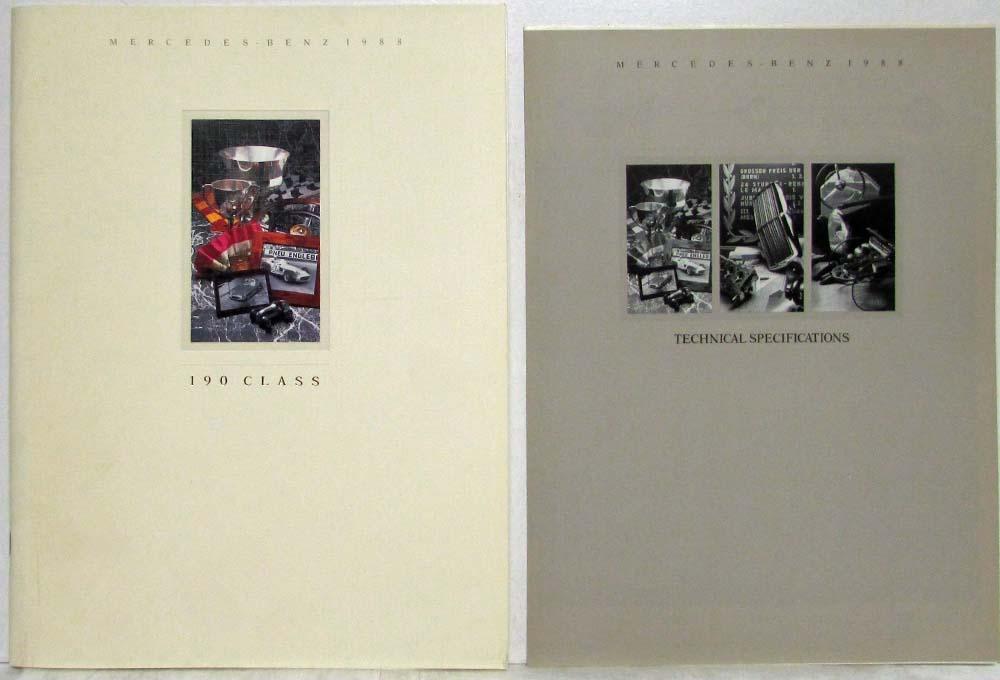 1988 Mercedes-Benz 190 Class Sales Brochure with Specifications Folder