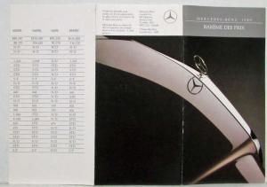 1989 Mercedes-Benz Bareme Des Prix - French Text - Price Schedule