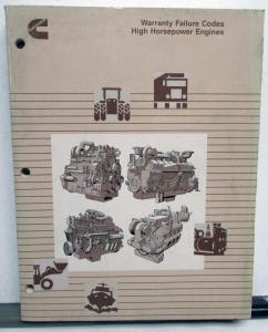 1996-1997 Cummins Diesel Warranty Failure Codes Book High Horsepower Engines