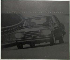 1985 Mercedes-Benz Turbodiesels Specifications Folder