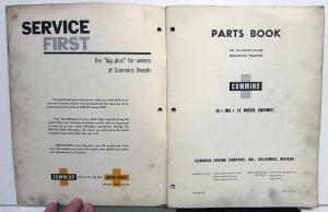 1959 Cummins JS JNS JT Diesel Engines Parts Book Catalog Bulletin 966784