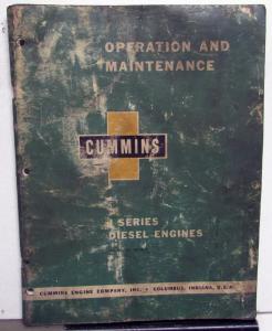 1959 Cummins J Series Diesel Engines Owners Operation & Maintenance Manual