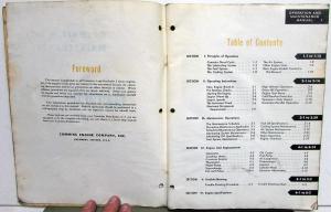 1959 Cummins J Series Diesel Engines Owners Operation & Maintenance Manual