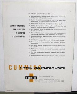 Vintage Cummins Diesel Generator Units Dealer Sales Brochure Industrial