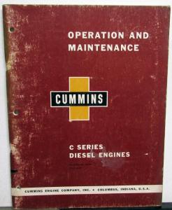 1959 Cummins C Series Diesel Engines Owners Operation & Maintenance Manual