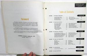 1959 Cummins C Series Diesel Engines Owners Operation & Maintenance Manual