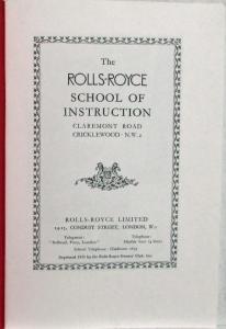 Rolls Royce School of Instruction Brochure - 1975 REPRINT