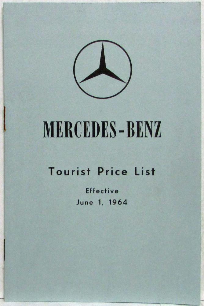 1964 Mercedes-Benz Tourist Price List