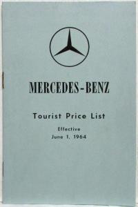 1964 Mercedes-Benz Tourist Price List