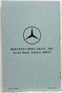 1964 Mercedes-Benz Tourist Price List