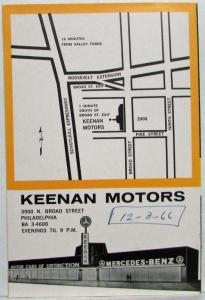 1966 Invitation to Keenan Motors Selling Motor Cars of Distinction