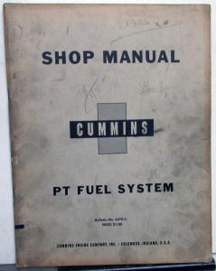 1954 Cummins Diesel Engines PT Fuel System Service Shop Repair Manual