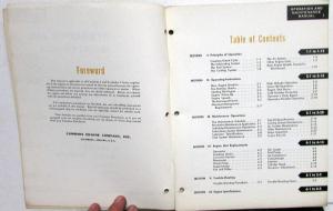 1961 Cummins C Series Diesel Engines Owners Operation & Maintenance Manual