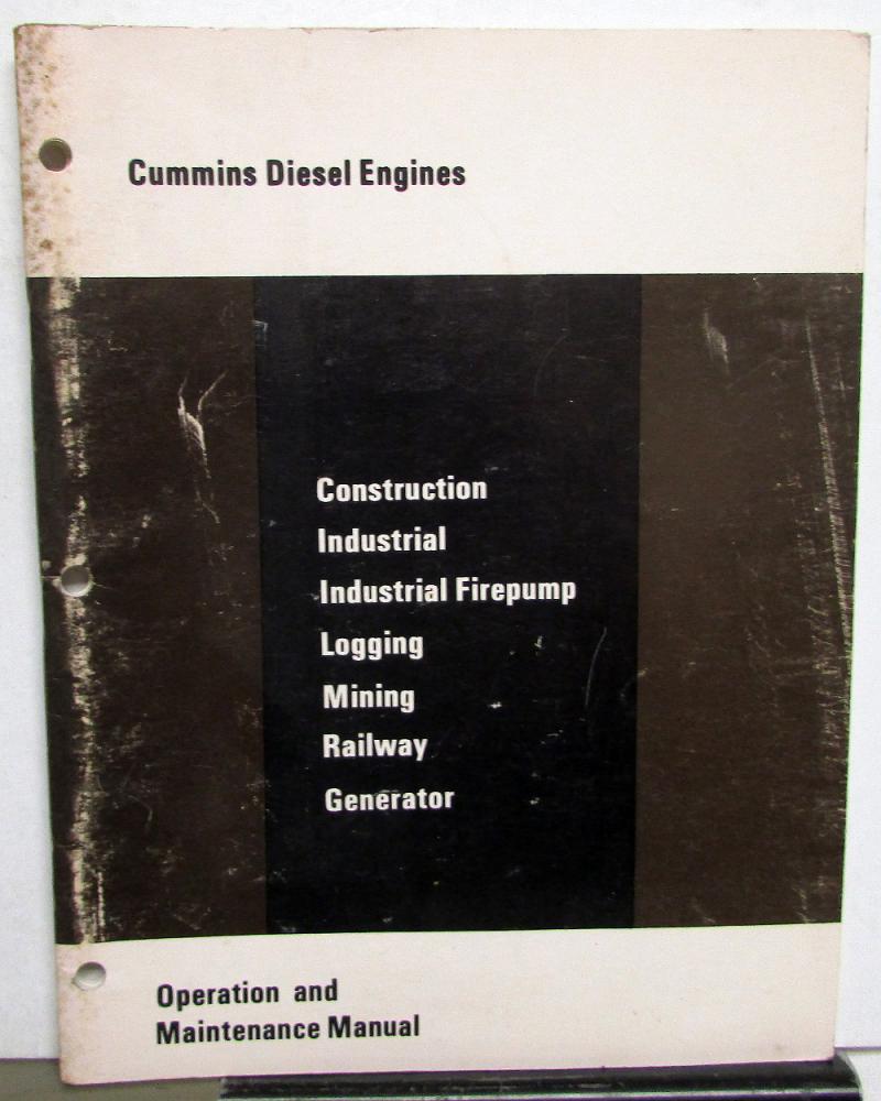 1972 Cummins Diesel Engines Owners Operation & Maintenance Manual Industrial
