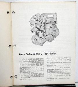 1968 Cummins CT-464 Series Diesel Engines Parts Catalog Book Bulletin 967119
