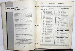 1959 Cummins NHS NHRS Diesel Engines Parts Book Catalog Bulletin 966787