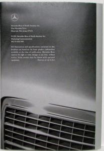 1992 Mercedes-Benz Model Line Sales Folder Poster - 190 300 Sport S-Class