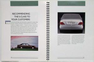 1992 Mercedes-Benz S-Class Dealer Salesman Training Sales and Marketing Manual