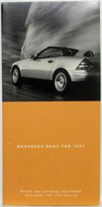 1997 Mercedes-Benz Suggested Retail Prices & Optional Equipment Incl 1998 SLK320