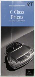 2001 Mercedes-Benz C-Class Suggested Retail Prices and Optional Equipment Folder