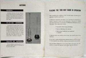 1958-1965 General Electric GE Installation Manual Progress Line 2-Way FM Radio