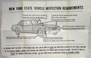 1967 New York State DMV Vehicle Inspection Requirements Poster