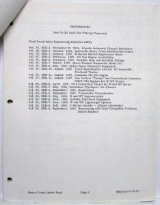 1970 Ford Special Order Option Prices for Vehicles Produced at KY Truck Center