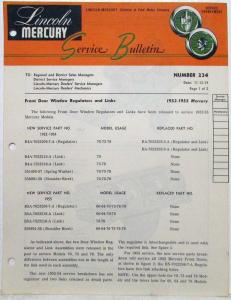 1954-1955 Lincoln Mercury Division Service Bulletins Lot - Orange Header