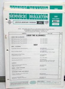 1969 Lincoln Mercury Division Service Bulletins Lot - 1969 Series