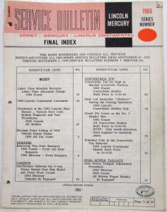 1966 Lincoln Mercury Division Service Bulletins Lot - 1966 Series