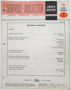 1966 Lincoln Mercury Division Service Bulletins Lot - 1966 Series