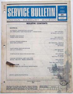 1967 Lincoln Mercury Division Service Bulletins Lot - 1967 Series