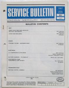 1967 Lincoln Mercury Division Service Bulletins Lot - 1967 Series