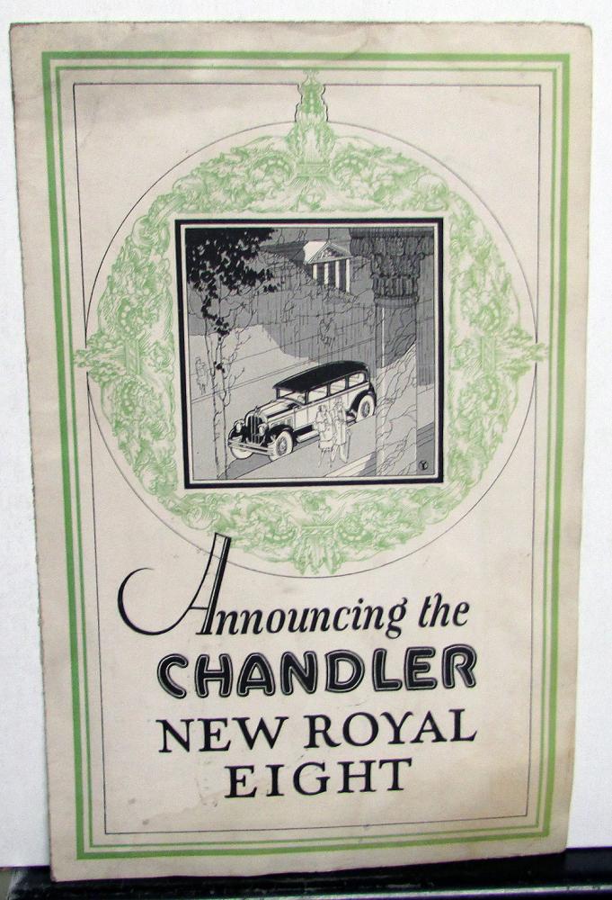 1927 Chandler New Royal Eight Dealer Sales Brochure Folder Original