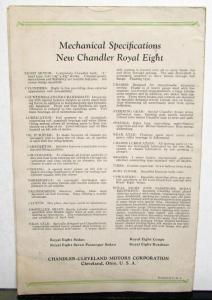 1927 Chandler New Royal Eight Dealer Sales Brochure Folder Original