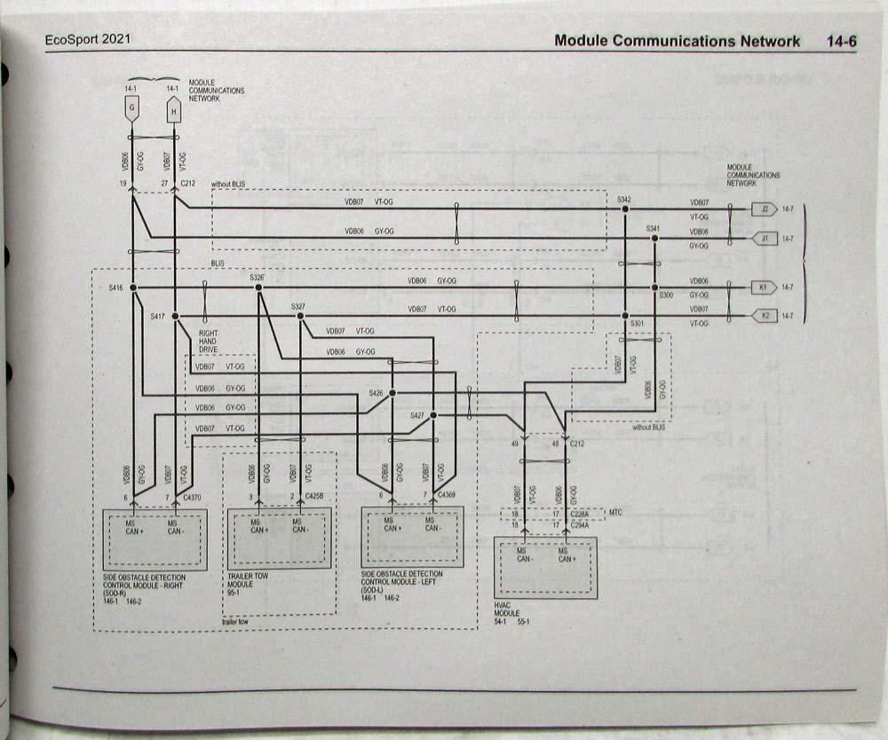 2021 Ford EcoSport Electrical Wiring Diagrams Manual