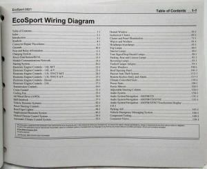 2021 Ford EcoSport Electrical Wiring Diagrams Manual