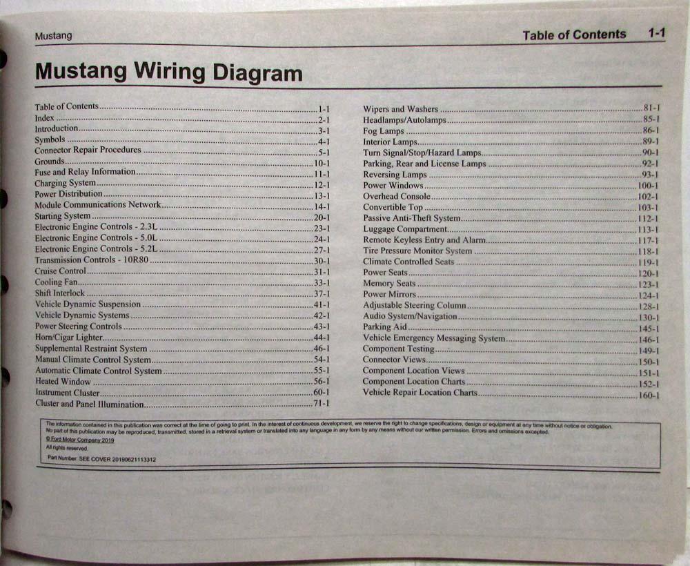 2019 Ford Mustang Electrical Wiring Diagrams Manual