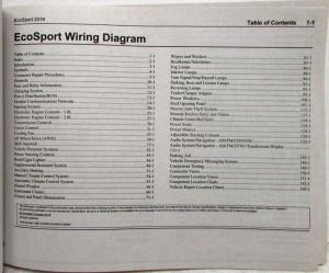 2019 Ford EcoSport Electrical Wiring Diagrams Manual