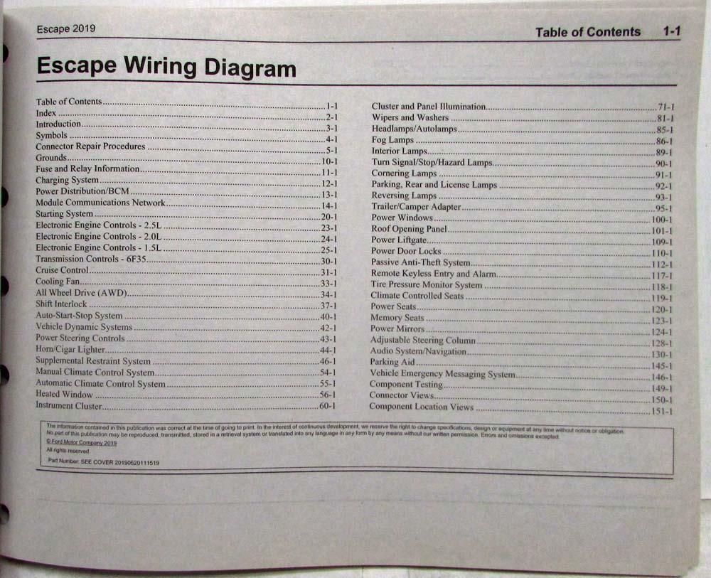 2019 Ford Escape Electrical Wiring Diagrams Manual