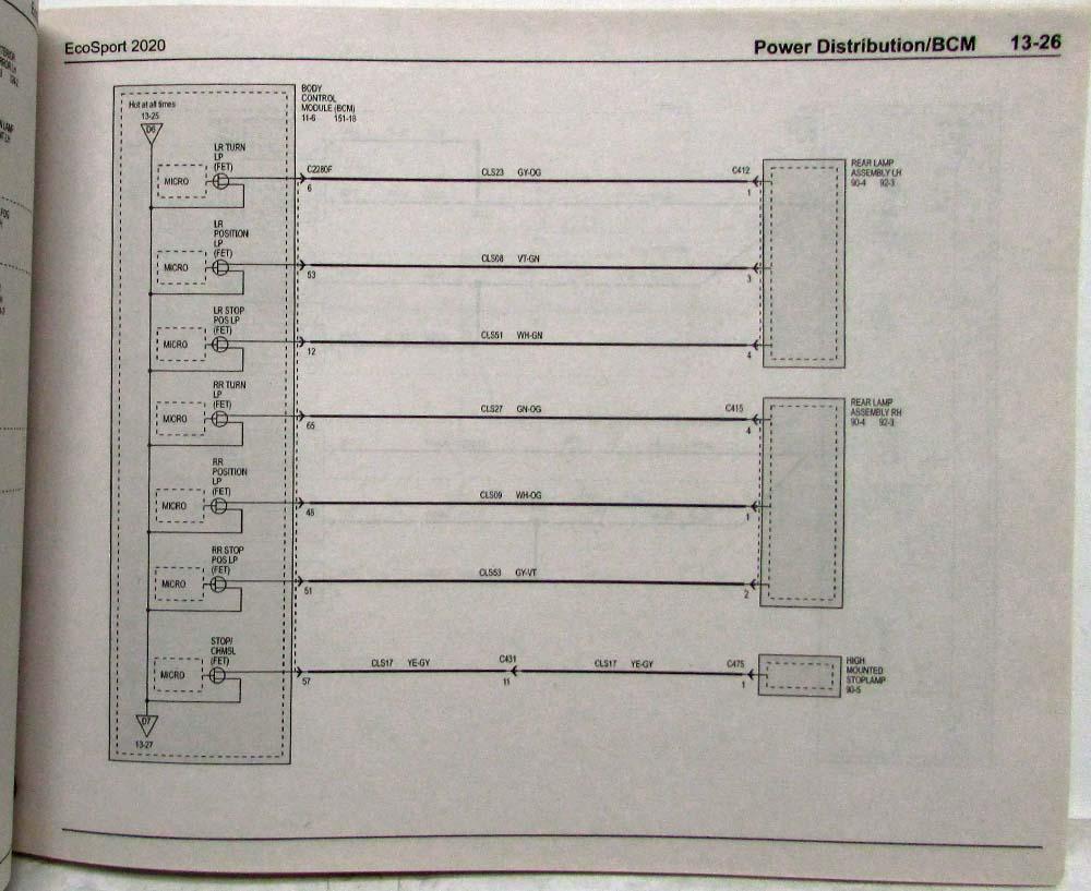 2020 Ford EcoSport Electrical Wiring Diagrams Manual