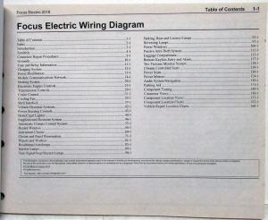 2018 Ford Focus Electric Electrical Wiring Diagrams Manual