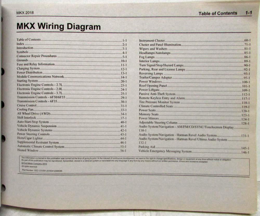 2018 Lincoln MKX Electrical Wiring Diagrams Manual