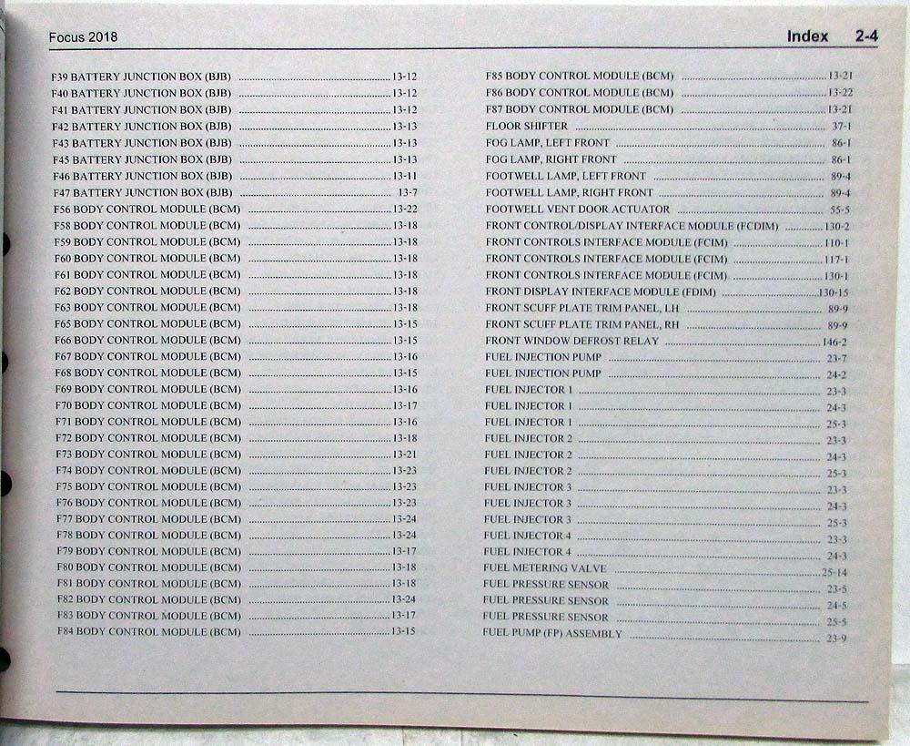 2018 FORD FOCUS MANUAL visual data 8