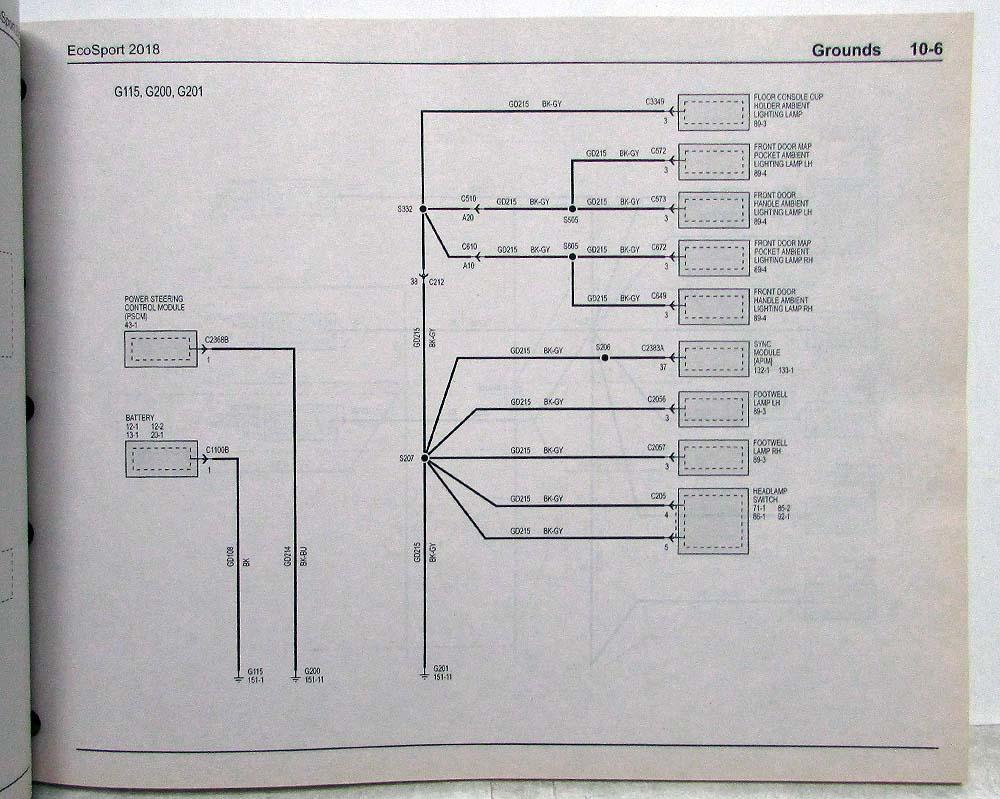 2018 Ford EcoSport Electrical Wiring Diagrams Manual