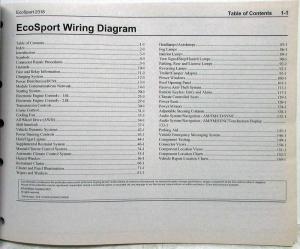 2018 Ford EcoSport Electrical Wiring Diagrams Manual