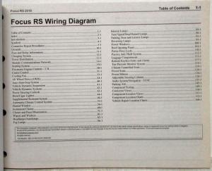 2018 Ford Focus RS Electrical Wiring Diagrams Manual