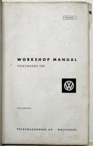 1965 VW Volkswagen 1500 Factory Original Service Shop Repair Manual Volume 1