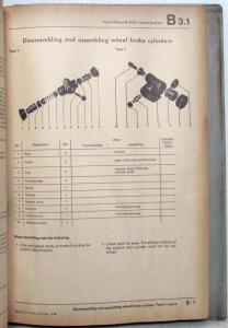 1969 VW Volkswagen Beetle Service Manual Brakes Wheels Tires Hand/Foot Controls